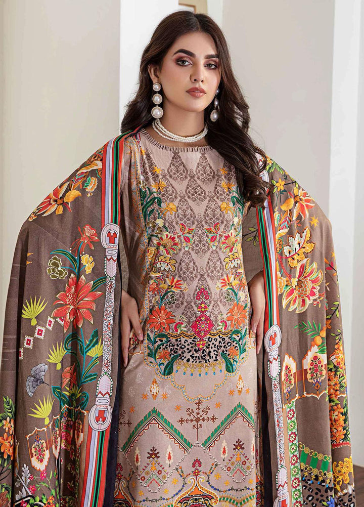 Meeral Printed Linen Suits Unstitched 3 Piece MRL21L MR-01 - Winter Collection