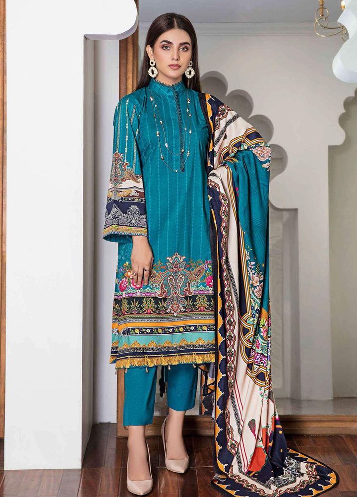 Meeral Printed Linen Suits Unstitched 3 Piece MRL21L MR-09 - Winter Collection