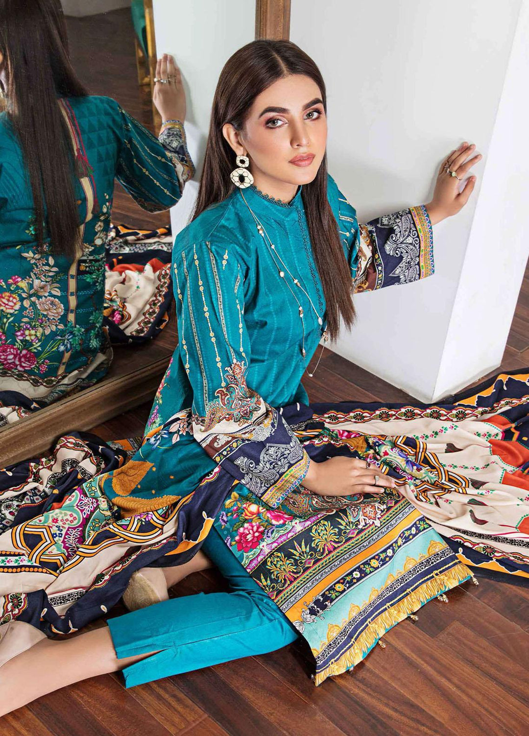 Meeral Printed Linen Suits Unstitched 3 Piece MRL21L MR-09 - Winter Collection