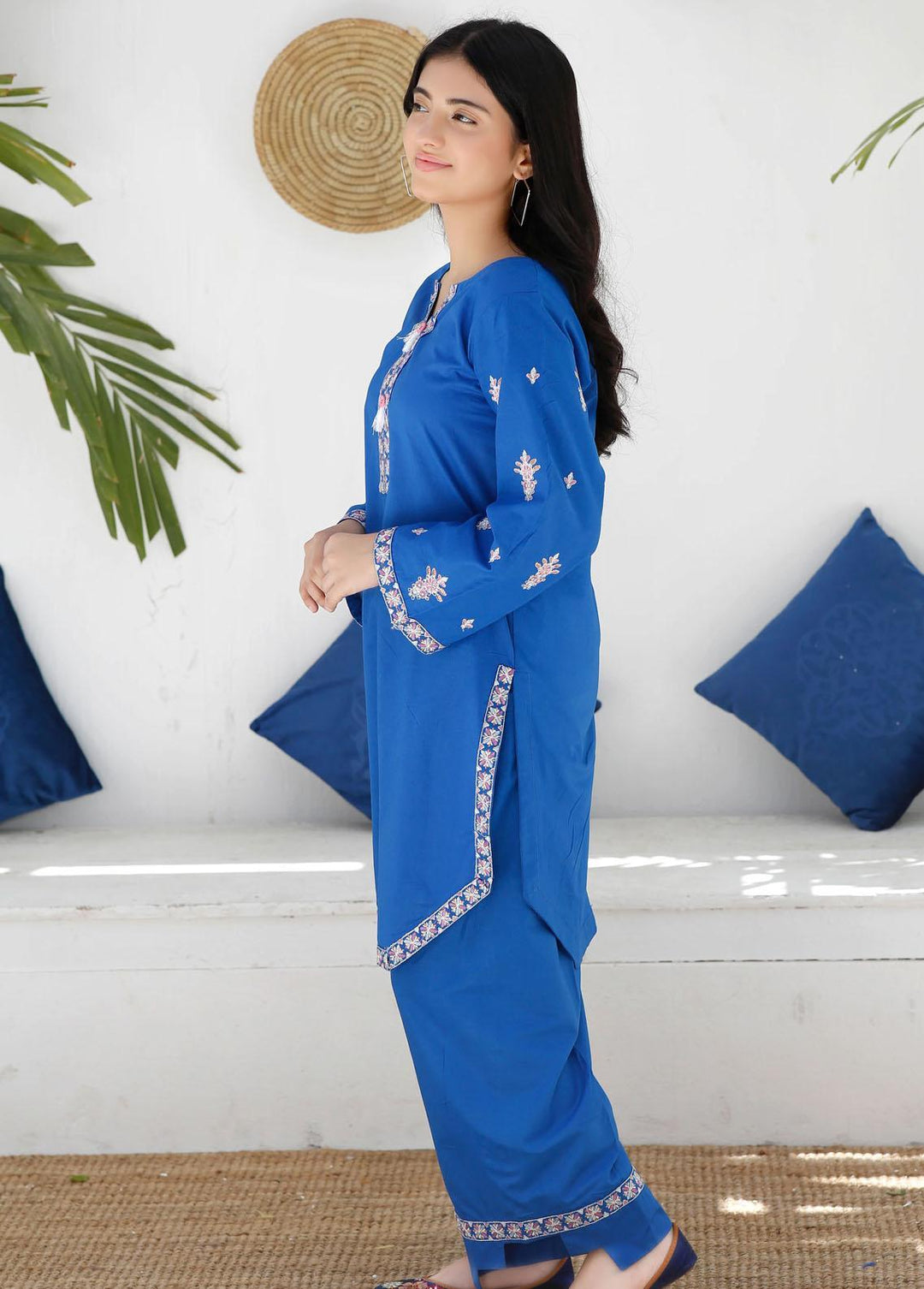 Modest Cotton Embroidered 2 Piece Suit for Girls -  MS23M Ferozay