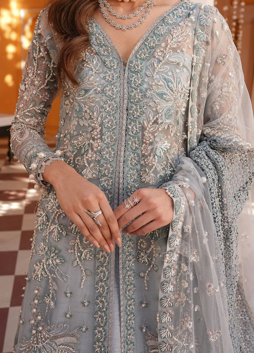 Mehak Yaqoob Pret Embroidered Organza 3 Piece Suit Frost
