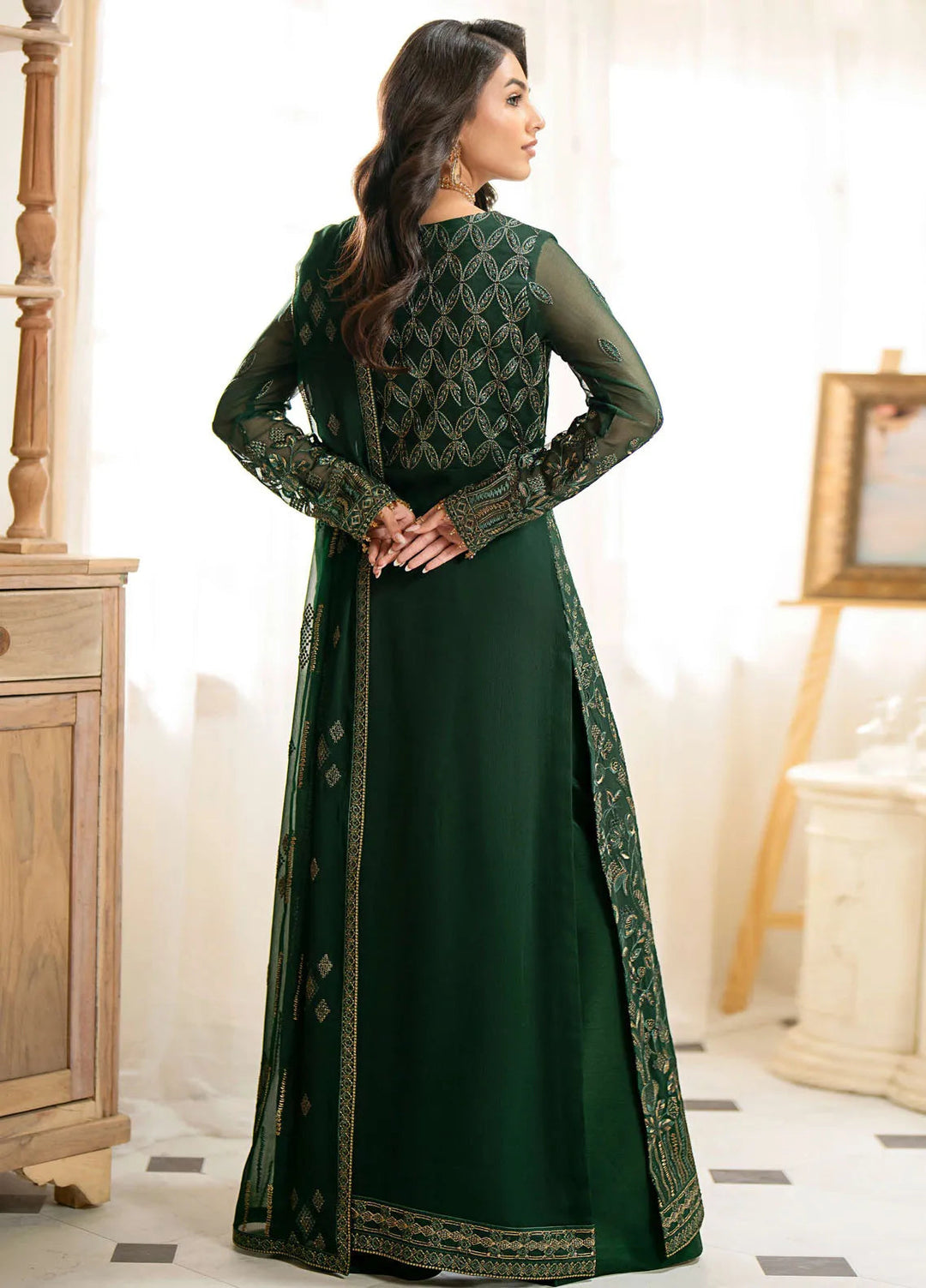 Meharbano By Kuch Khas Embroidered Chiffon Suit Unstitched 3 Piece FL24M K-1607 Evrin - Formal Collection