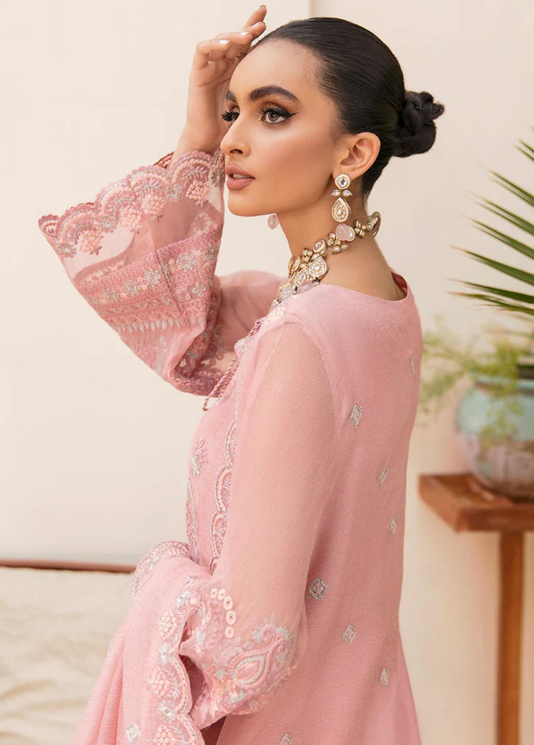 Meher-un-Nissa By Elegance Embroidered Cotton Net Suits Unstitched 3 Piece ELG23MF Amena-A - Luxury Festive Collection