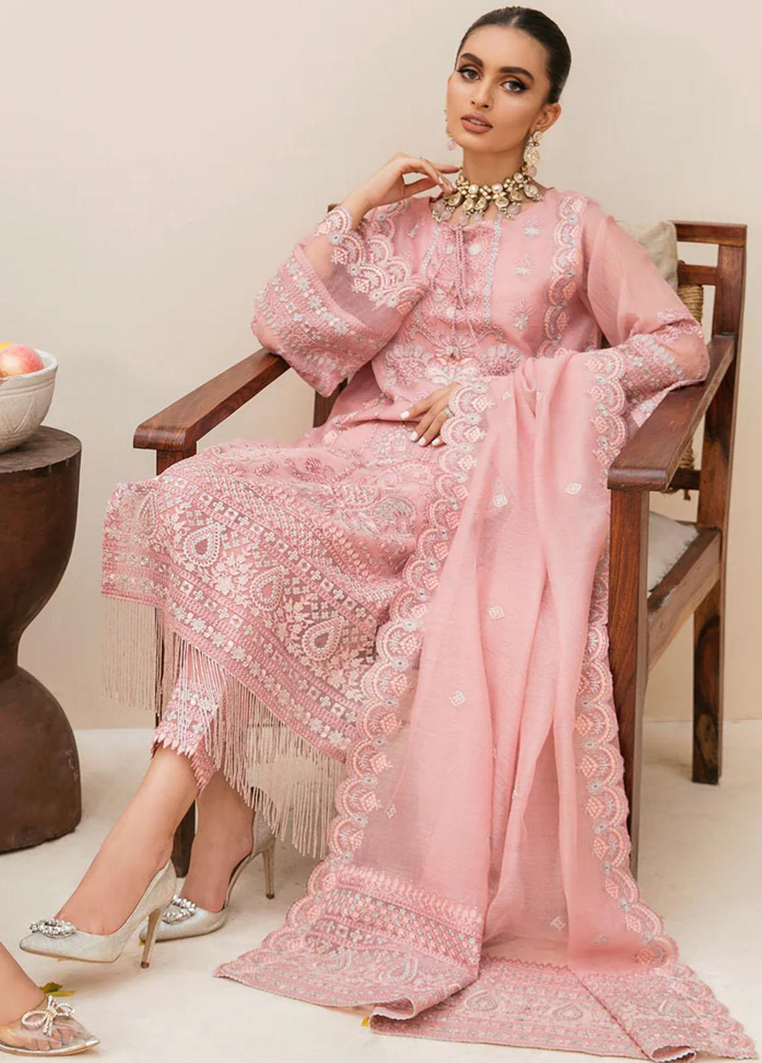Meher-un-Nissa By Elegance Embroidered Cotton Net Suits Unstitched 3 Piece ELG23MF Amena-A - Luxury Festive Collection