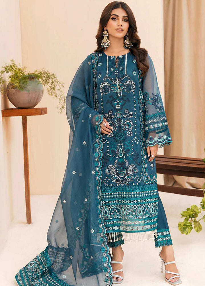 Meher-un-Nissa By Elegance Embroidered Cotton Net Suits Unstitched 3 Piece ELG23MF Amena-B - Luxury Festive Collection