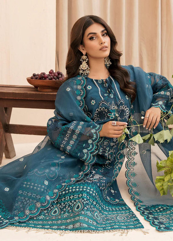 Meher-un-Nissa By Elegance Embroidered Cotton Net Suits Unstitched 3 Piece ELG23MF Amena-B - Luxury Festive Collection