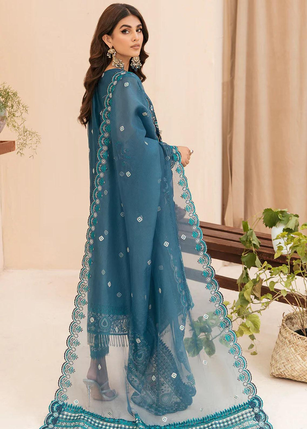 Meher-un-Nissa By Elegance Embroidered Cotton Net Suits Unstitched 3 Piece ELG23MF Amena-B - Luxury Festive Collection