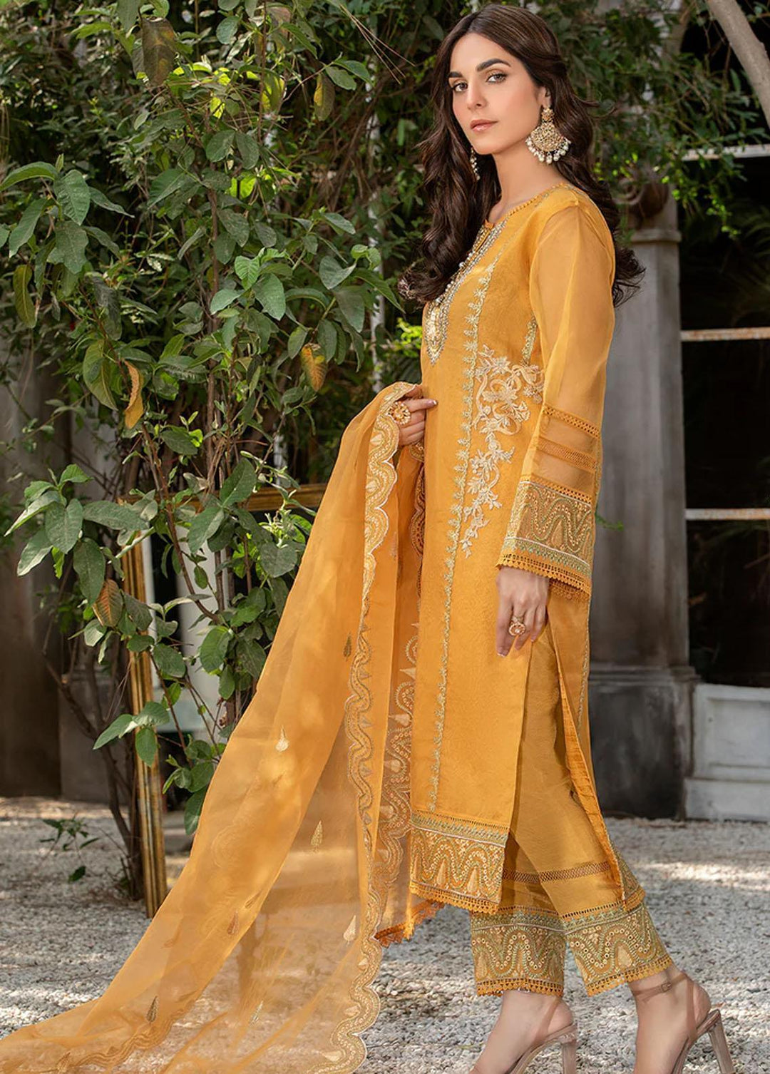 Meher-un-Nissa By Elegance Embroidered Organza Suits Unstitched 3 Piece ELG23MF Arya - Luxury Festive Collection
