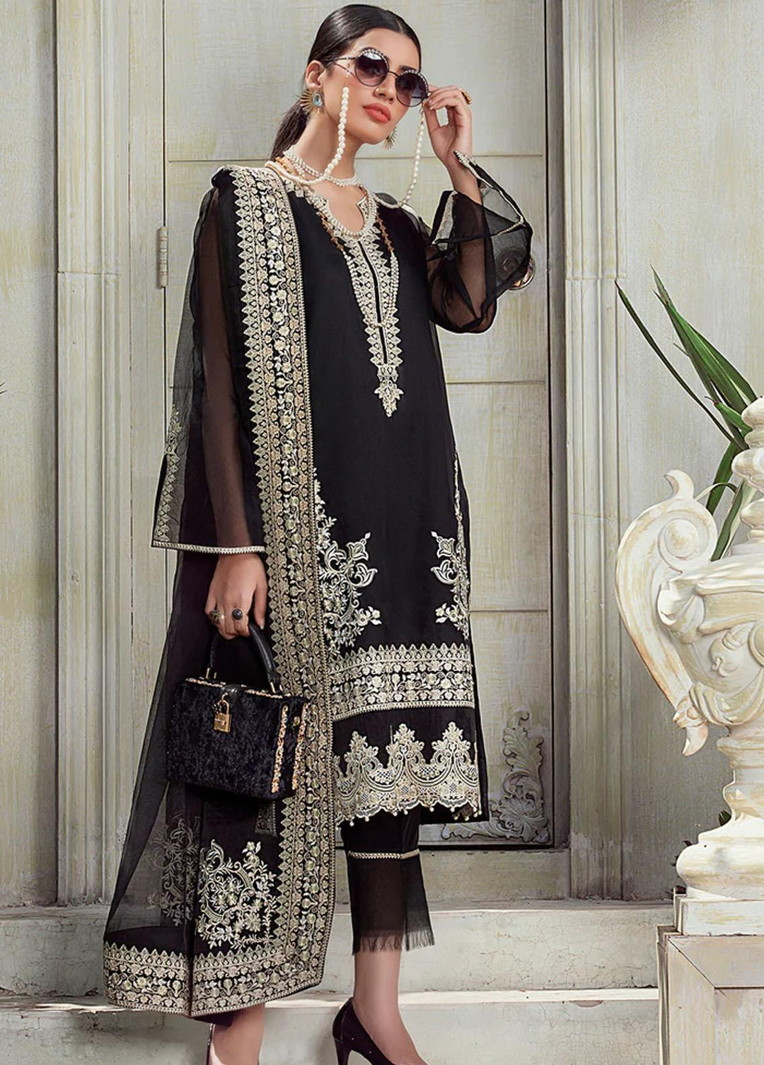 Meher-un-Nissa By Elegance Embroidered Organza Suits Unstitched 3 Piece ELG23MF Eira - Luxury Festive Collection
