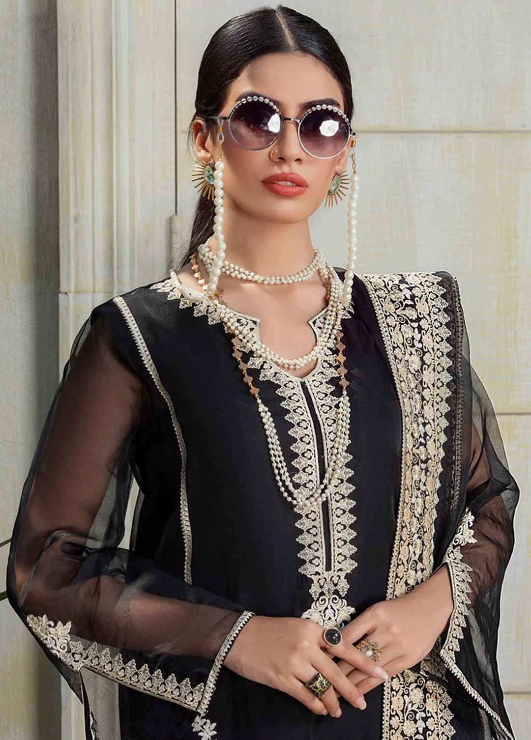 Meher-un-Nissa By Elegance Embroidered Organza Suits Unstitched 3 Piece ELG23MF Eira - Luxury Festive Collection
