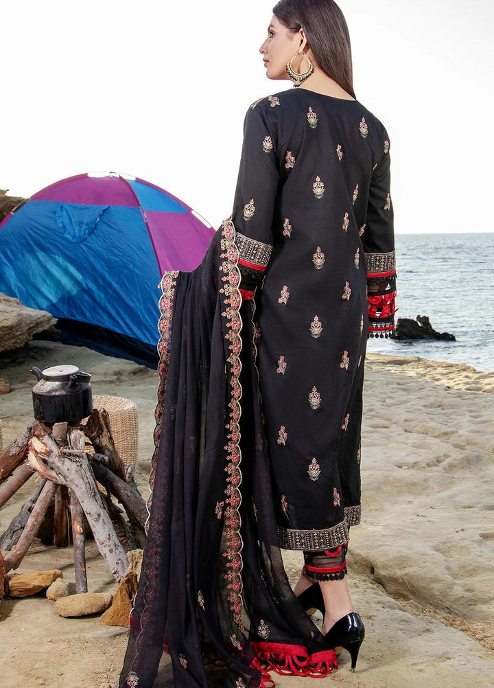 Meher-un-Nissa By Elegance Embroidered Lawn Suits Unstitched 3 Piece ELG21M 24 Black Rose - Luxury Collection