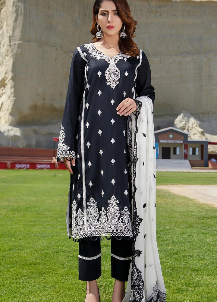 Meher-un-Nissa By Elegance Embroidered Lawn Suits Unstitched 3 Piece ELG21M 28 Obsidian - Luxury Collection