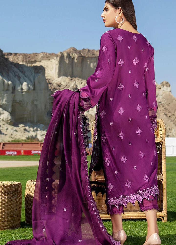 Meher-un-Nissa By Elegance Embroidered Lawn Suits Unstitched 3 Piece ELG21M 30 Plum - Luxury Collection