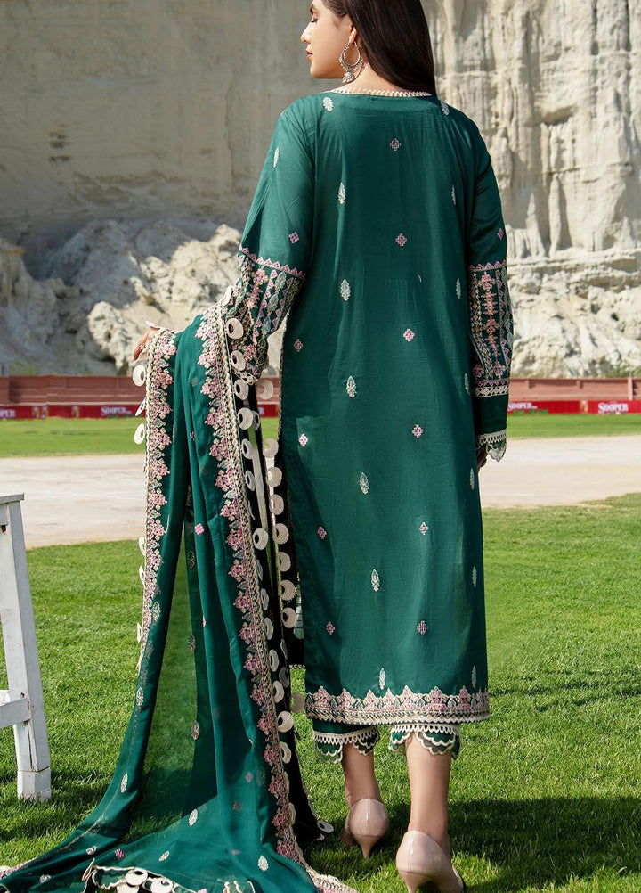 Meher-un-Nissa By Elegance Embroidered Lawn Suits Unstitched 3 Piece ELG21M 31 Emeralda - Luxury Collection
