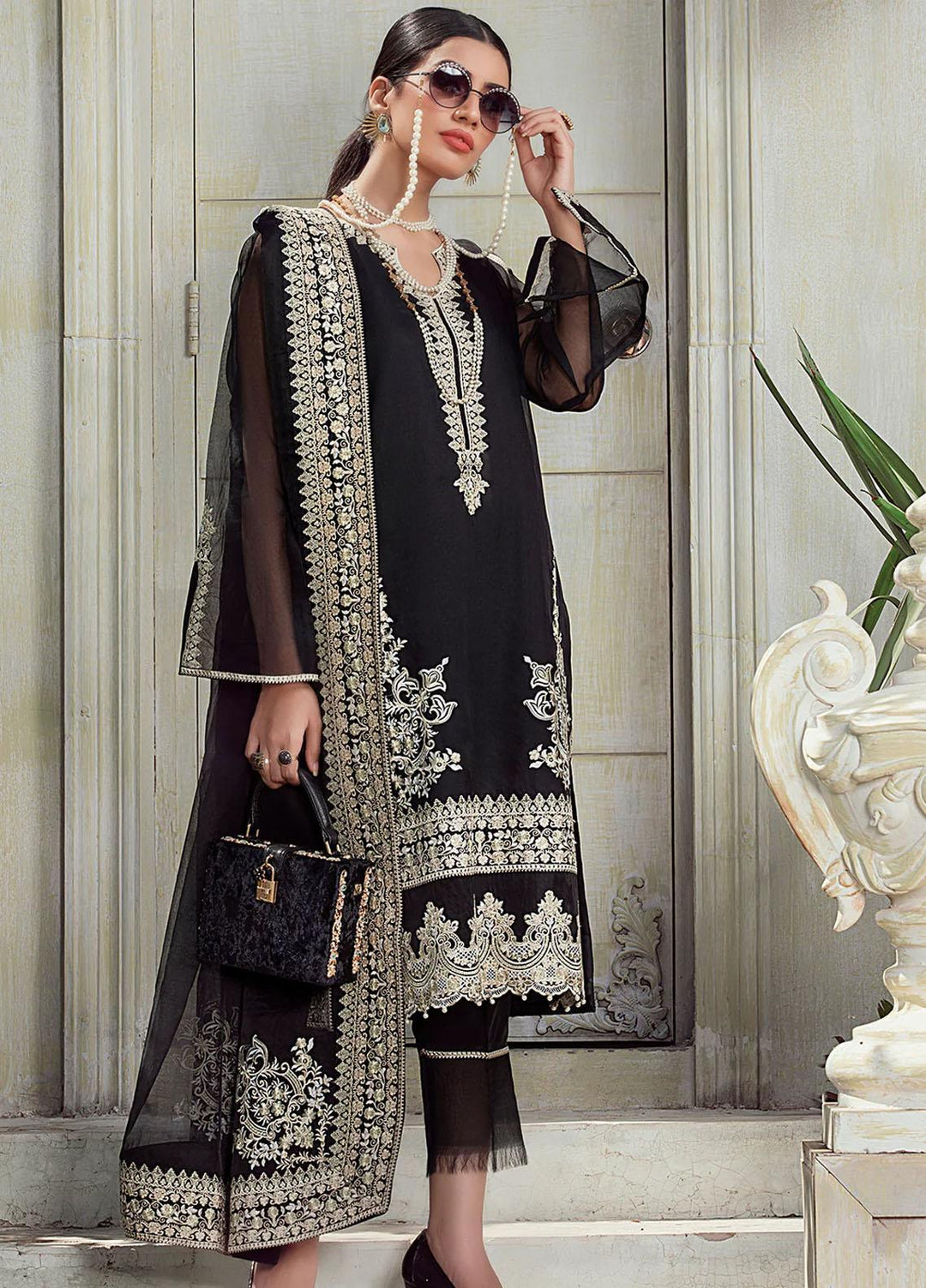 Meher-un-Nissa By Elegance Embroidered Organza Suits Unstitched 3 Piece ELG233M MN-39 Eira - Luxury Collection