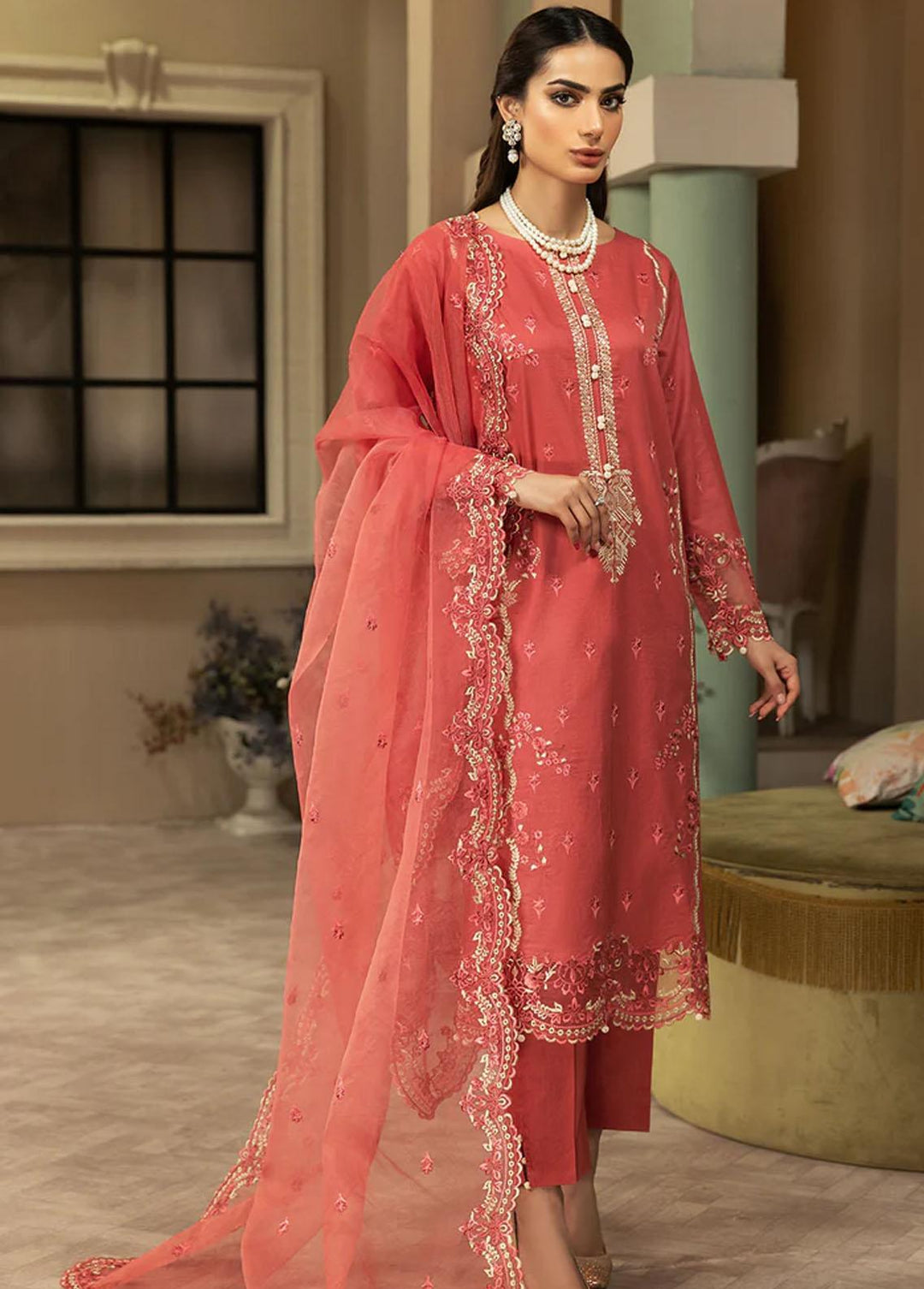 Meher-un-Nissa By Elegance Embroidered Lawn Suits Unstitched 3 Piece ELG233M MN-80 Rene - Luxury Collection