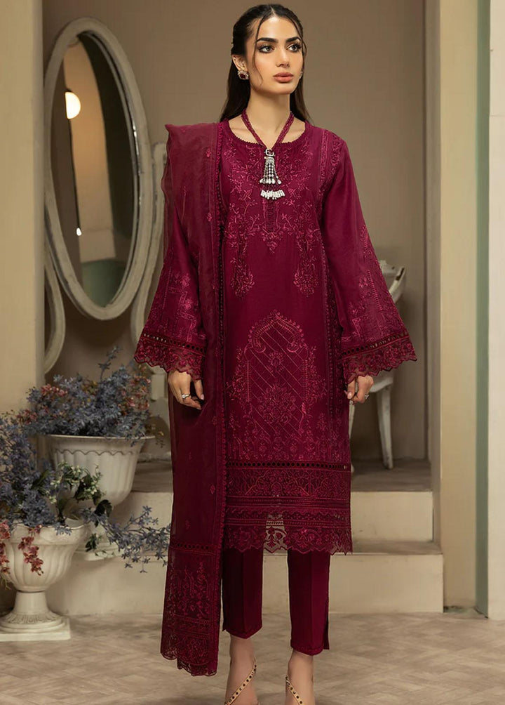 Meher-un-Nissa By Elegance Embroidered Lawn Suits Unstitched 3 Piece ELG233M MN-83 Scarlet - Luxury Collection