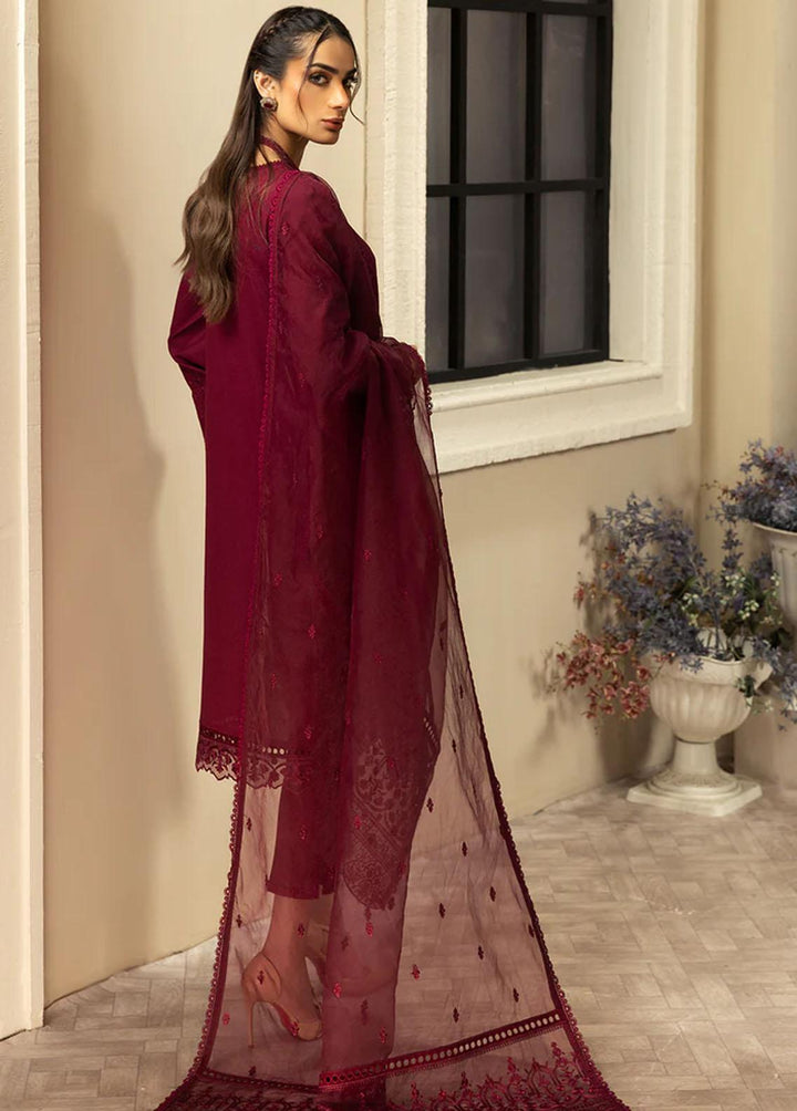 Meher-un-Nissa By Elegance Embroidered Lawn Suits Unstitched 3 Piece ELG233M MN-83 Scarlet - Luxury Collection