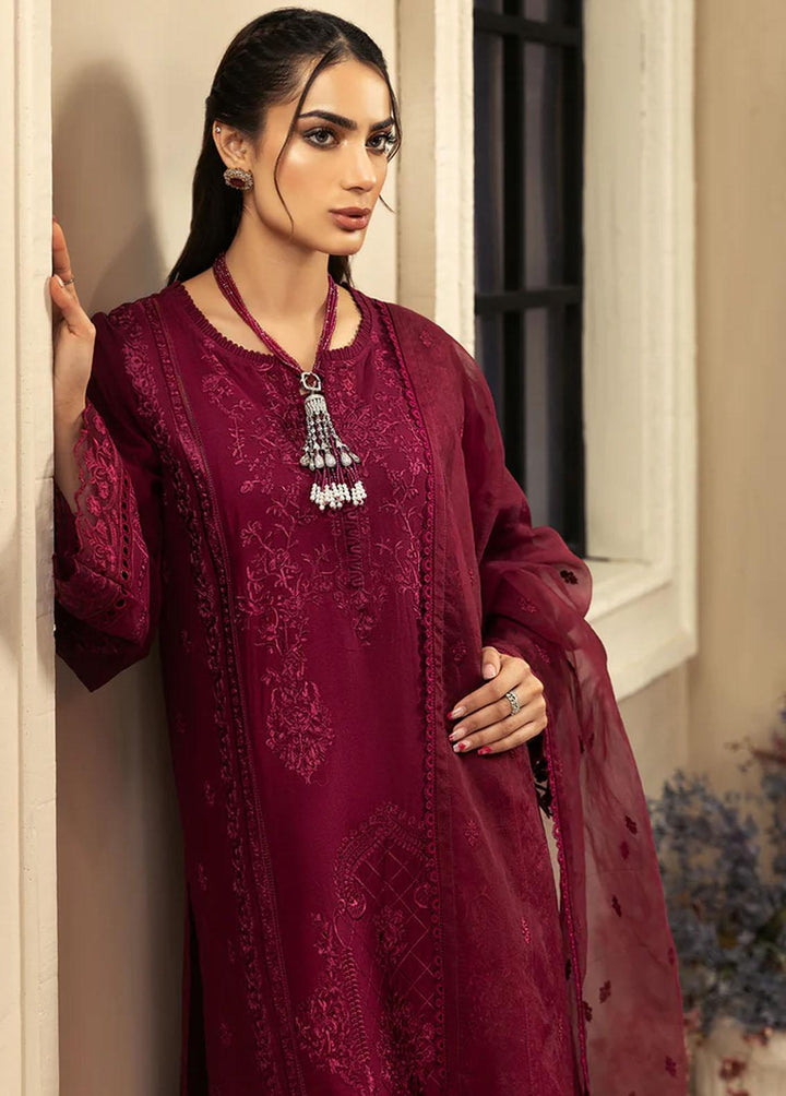 Meher-un-Nissa By Elegance Embroidered Lawn Suits Unstitched 3 Piece ELG233M MN-83 Scarlet - Luxury Collection