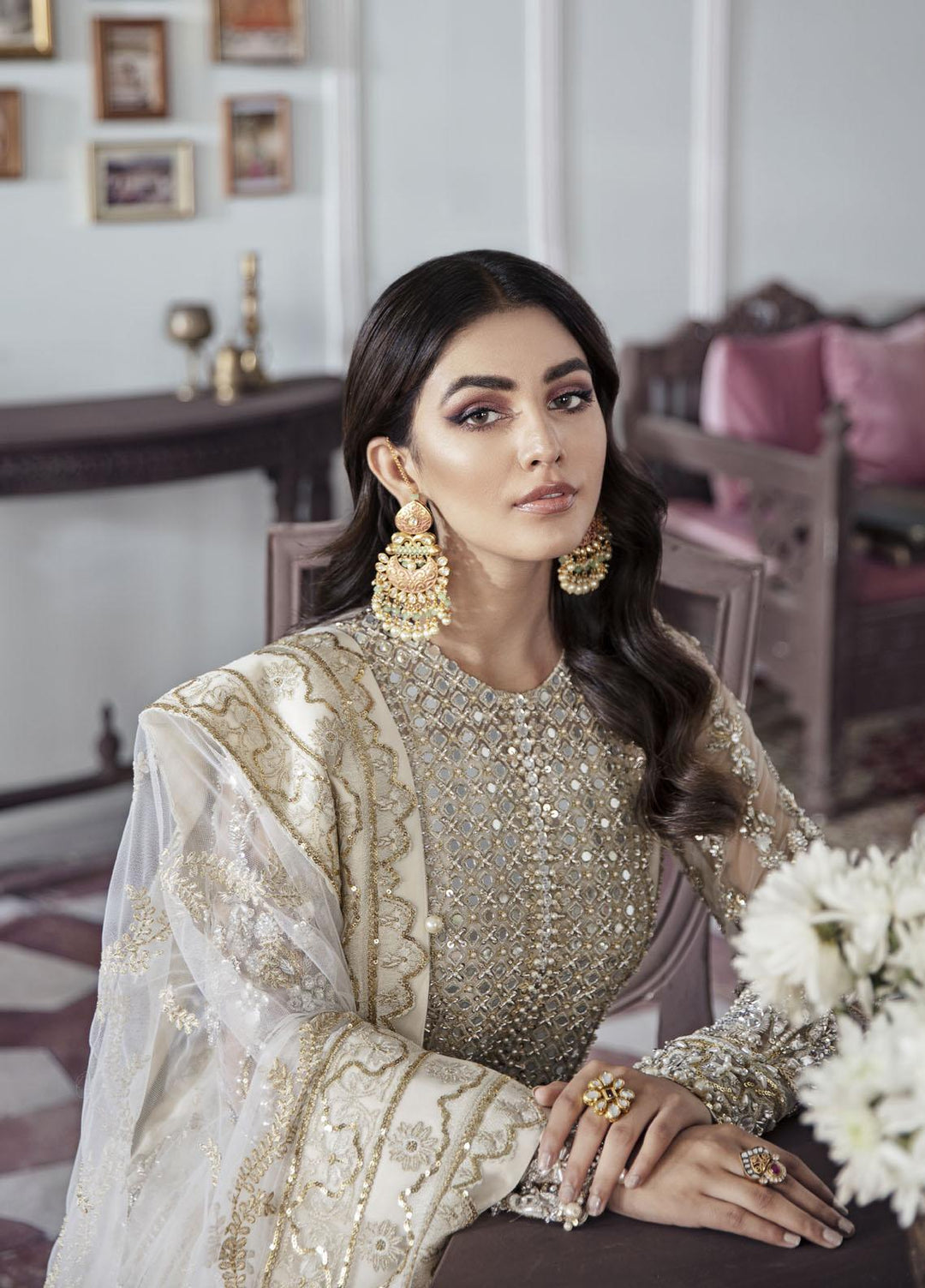 Gulaal Luxury Pret Embroidered Net 3 Piece Dress GL22MHR Mehr