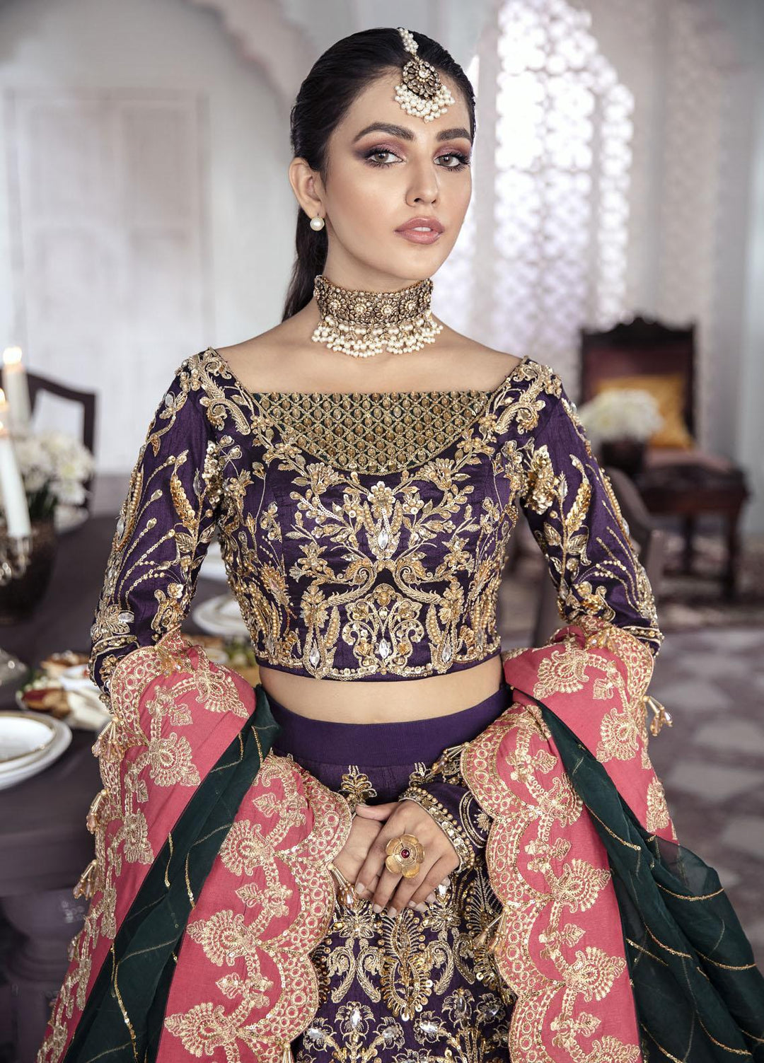 Gulaal Luxury Pret Embroidered Net 3 Piece Dress GL22MHR Kehkshan