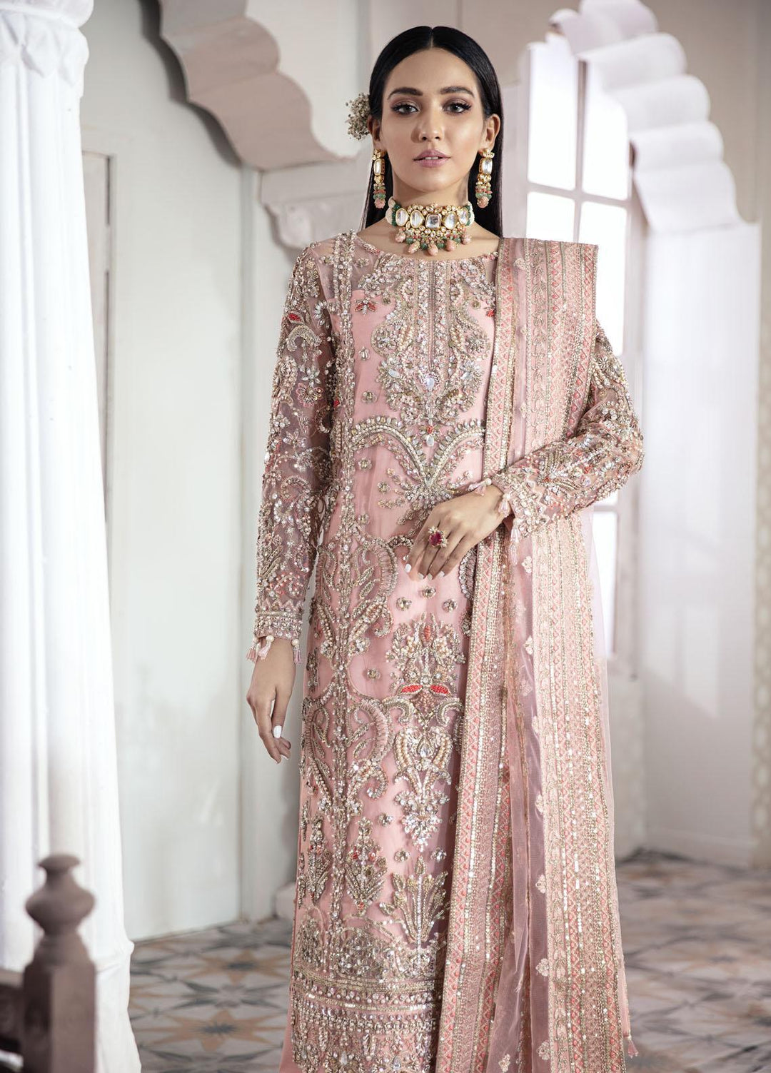 Gulaal Luxury Pret Embroidered Net 3 Piece Dress GL22MHR Arjumand