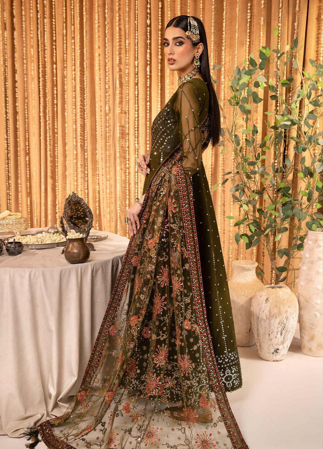 Mehfil-e-Uroos By Alizeh Fashion Embroidered Chiffon Suits Unstitched 3 Piece AFB23MU D-07 Mahveen - Festive Collection