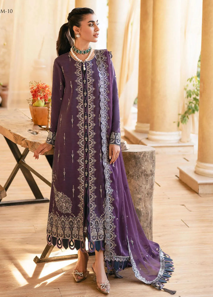 Mehr-o-Maah by Asim Jofa Embroidered Unstitched Suit 3 Piece AJ23MM AJM-10 - Luxury Festive Collection