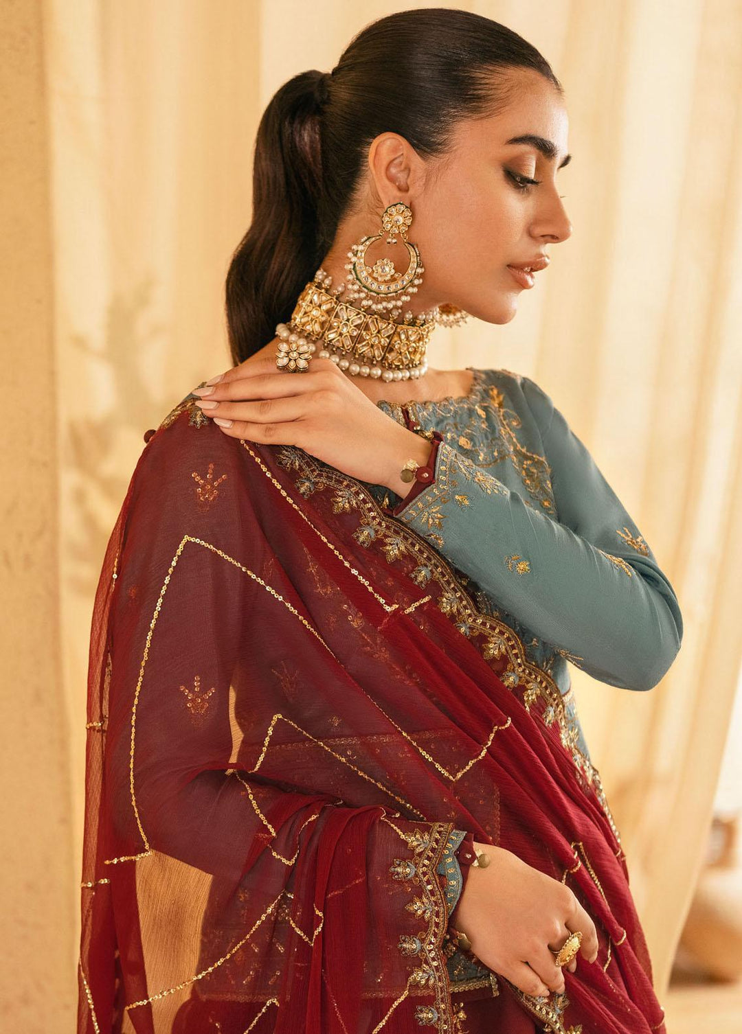 Mehr-o-Maah by Asim Jofa Embroidered Suits Unstitched 3 Piece AJ23MM AJM-02 - Luxury Festive Collection