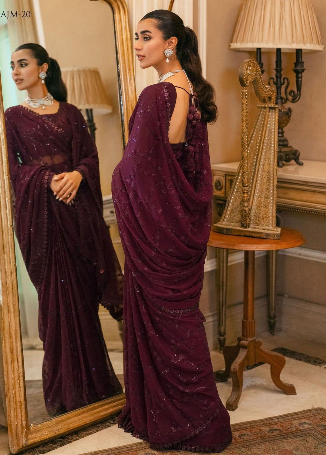 Mehr-o-Maah by Asim Jofa Embroidered Suits Unstitched 3 Piece AJ23MM AJM-20 - Luxury Festive Collection