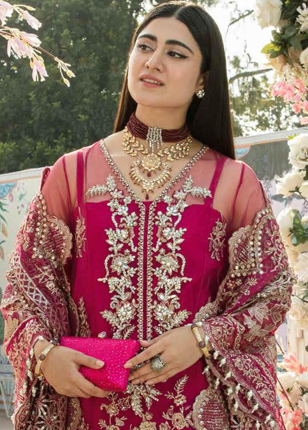 Mehram By Serene Embroidered Net Suits Unstitched 3 Piece SP23M SB-11 Justajoo - Premium Collection
