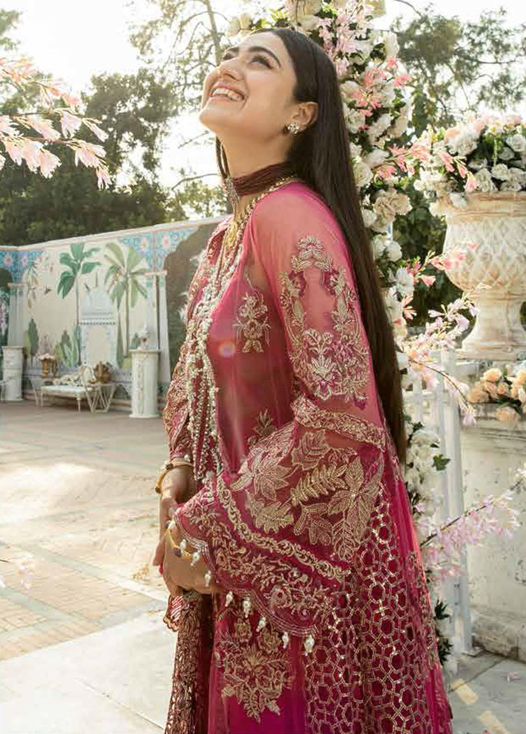 Mehram By Serene Embroidered Net Suits Unstitched 3 Piece SP23M SB-11 Justajoo - Premium Collection