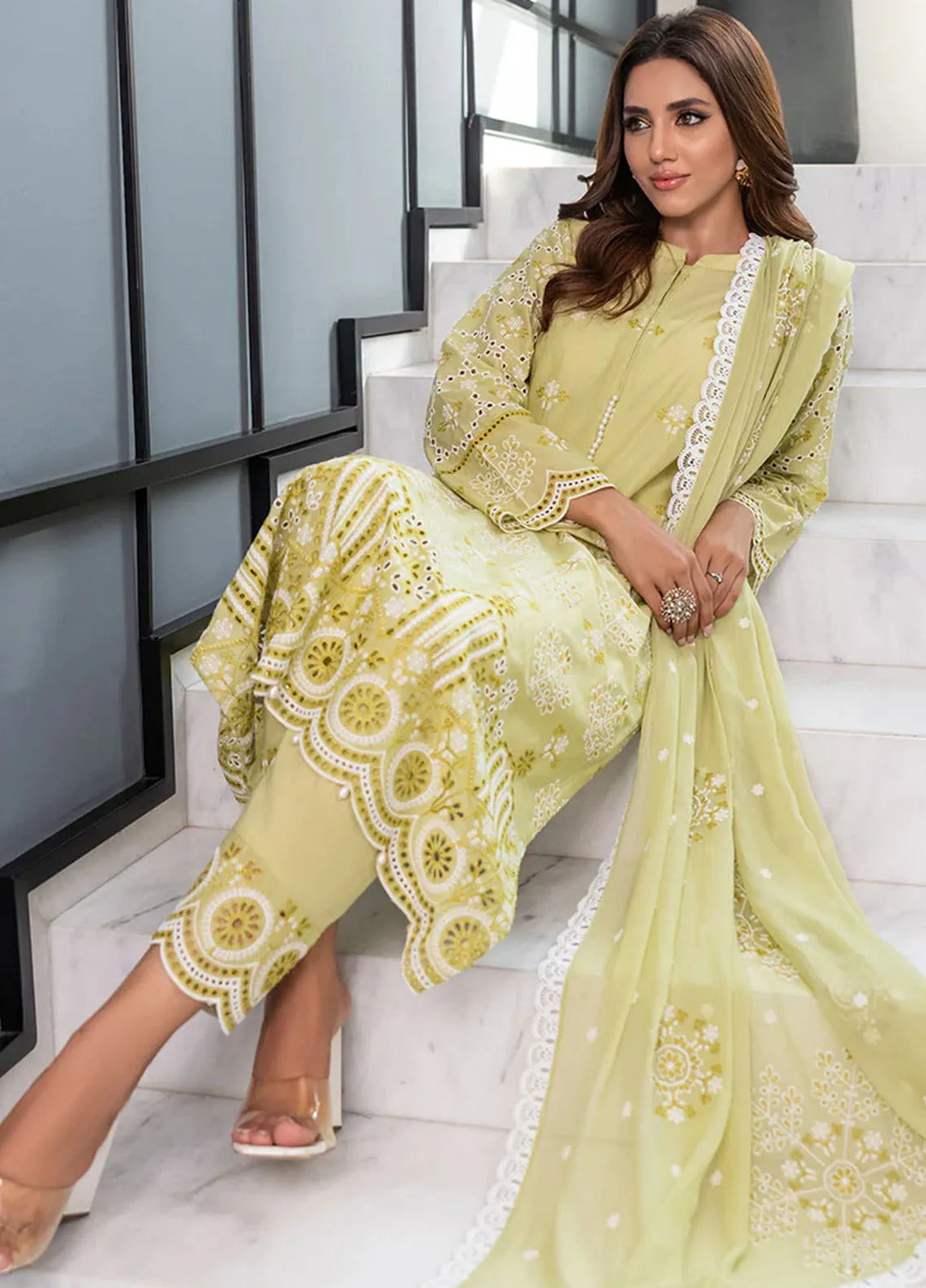 Mehro Maah By Addee Embroidered Lawn Suit Unstitched 3 Piece AD24M USA-1056 - Summer Collection