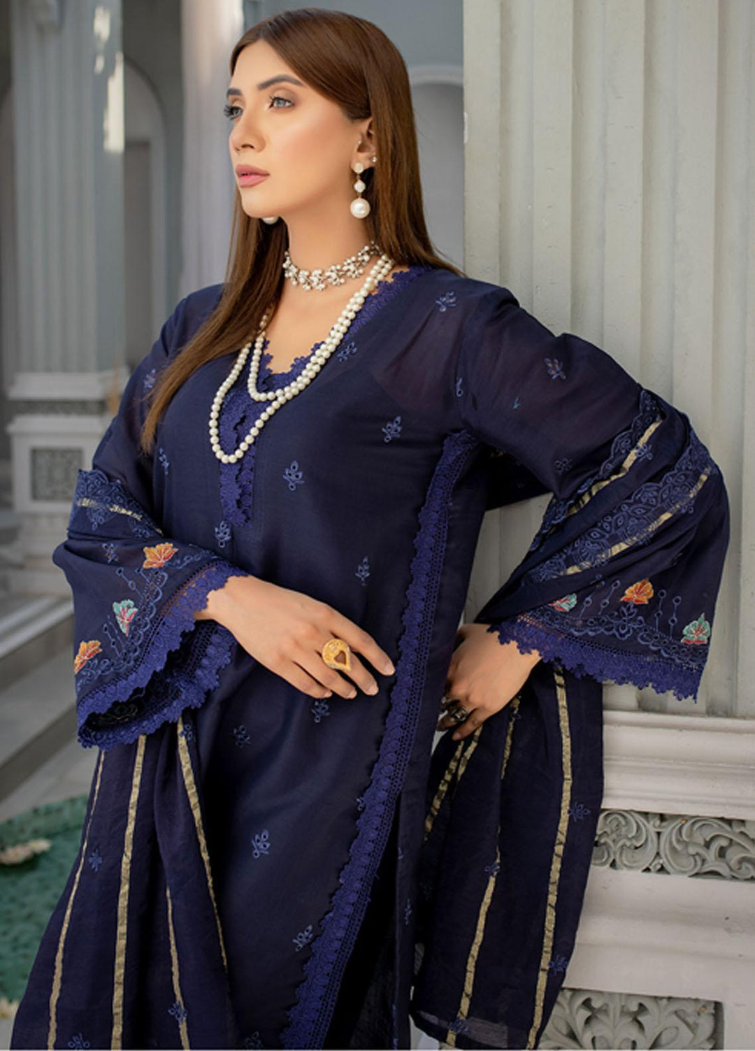 Mehru By Mahnur Embroidered Chikankari Lawn Suits Unstitched 3 Piece MN23MH D-03 - Eid Collection