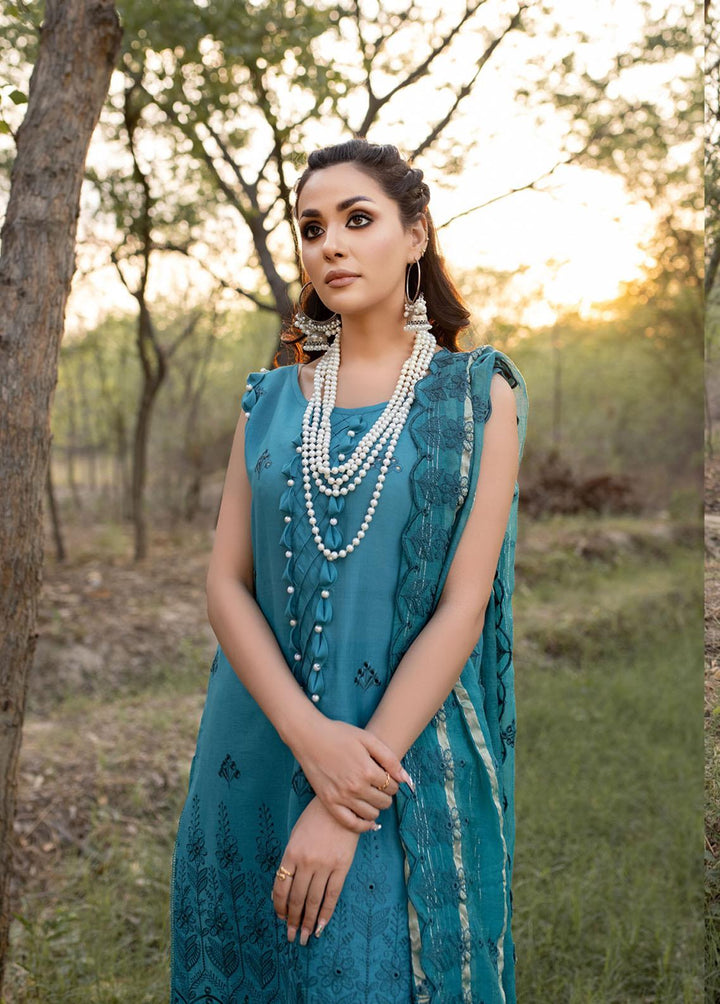 Mehru By Mahnur Embroidered Lawn Suits Unstitched 3 Piece MN23CK MEE-09 - Luxury Collection