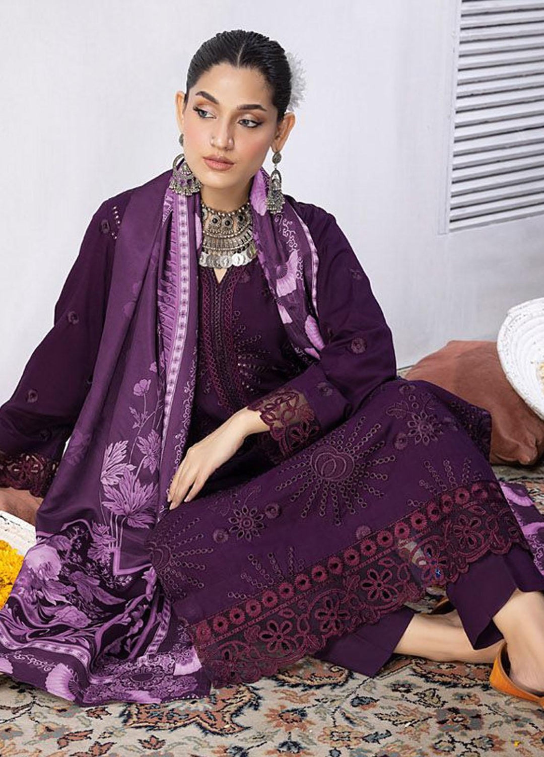 Mehru By Mahnur Embroidered Linen Suits Unstitched 3 Piece MN23MSL D-10 - Winter Collection