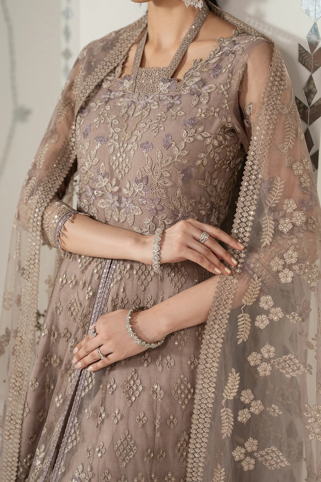 Shehnai by Lavish Premium Unstitched Embroidered Organza 3 Piece Suit LVP26USO SH-07 MAHVEEN - Wedding Collection