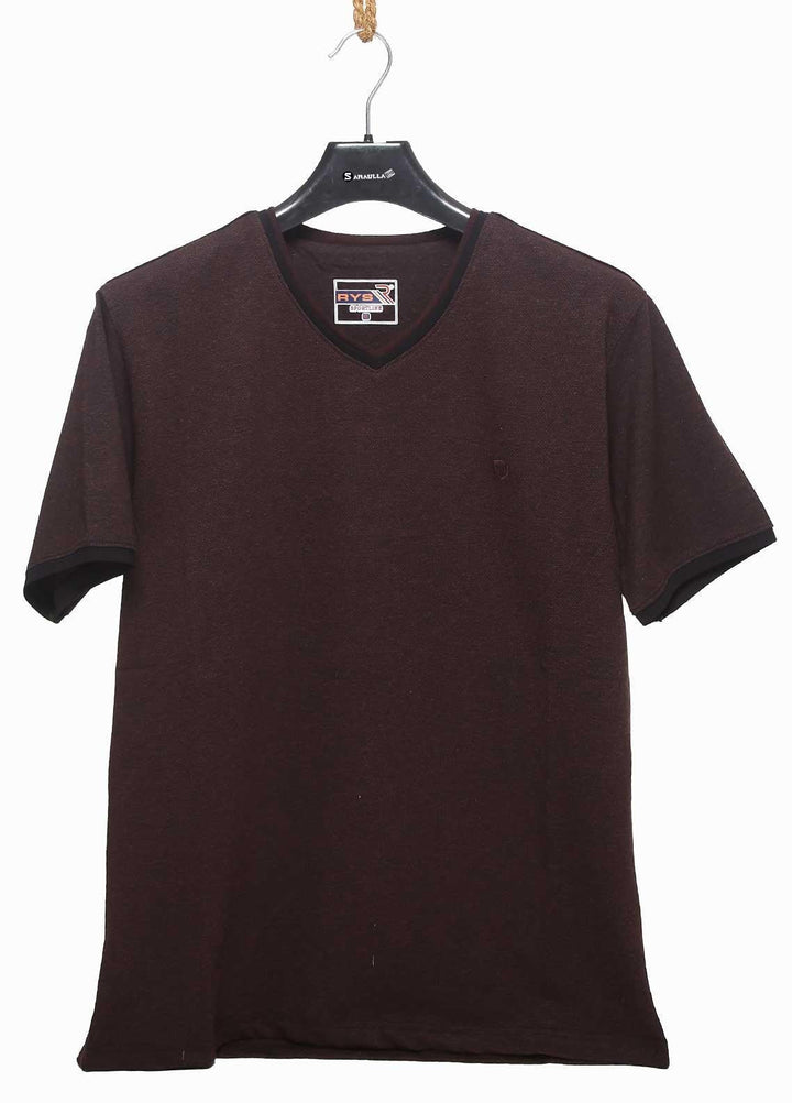 Sanaulla Exclusive Range Cotton Casual T-Shirts for Mens -  5442 Maroon