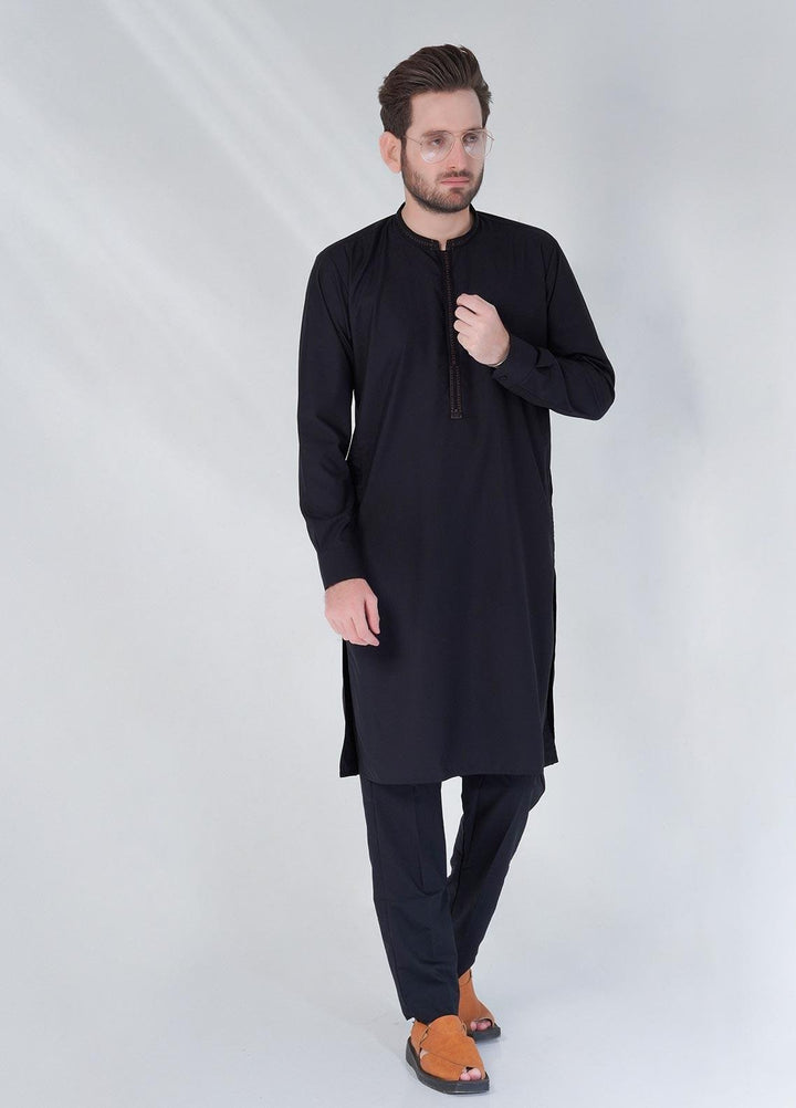 Sanaulla Exclusive Range Cotton Formal Shalwar Kameez for Men -  TF-1035 Black