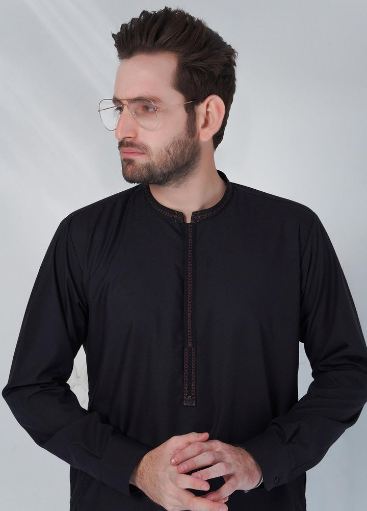 Sanaulla Exclusive Range Cotton Formal Shalwar Kameez for Men -  TF-1035 Black