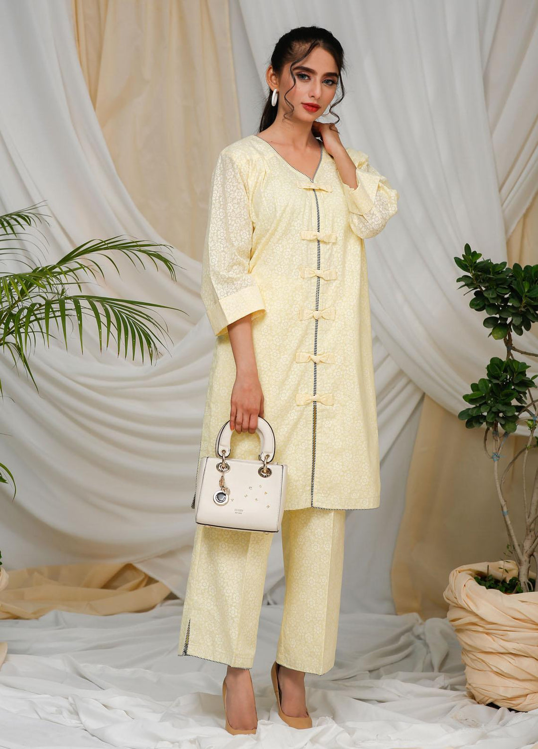 Modest Pret  Cotton 2 Piece Muskaan W101-Lemon