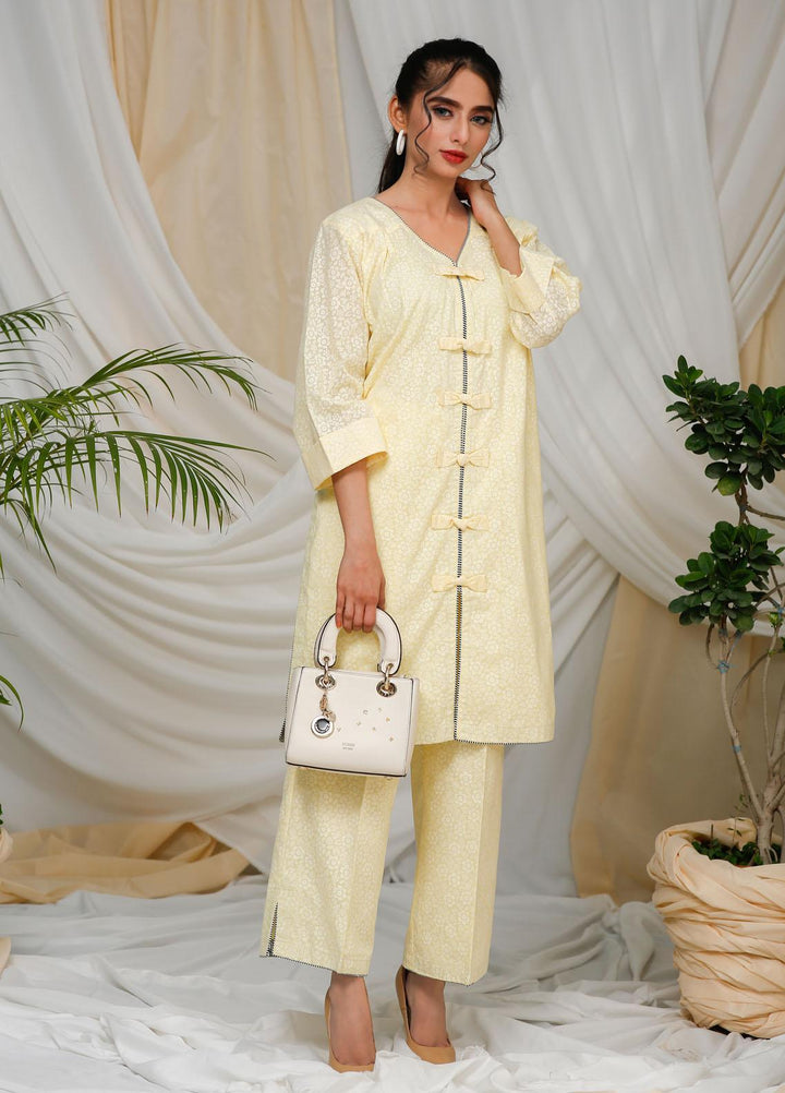 Modest Pret  Cotton 2 Piece Muskaan W101-Lemon