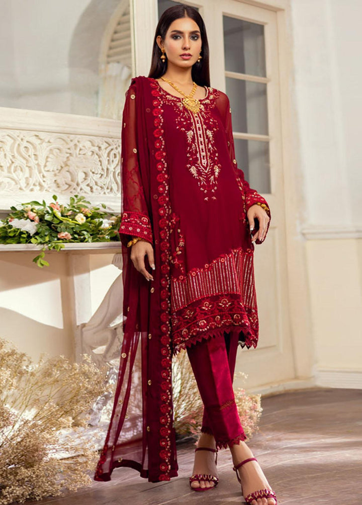 Merakish By Shahzeb Textiles Embroidered Chiffon Suits Unstitched 3 Piece ST22MK MR-C-V1-D2 - Luxury Collection
