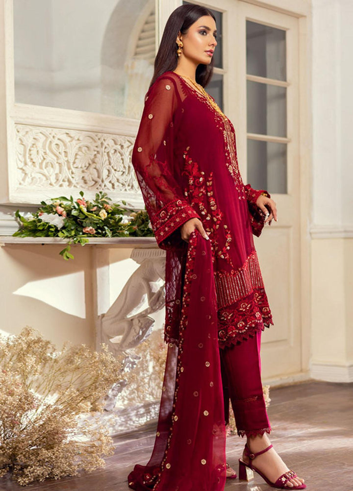 Merakish By Shahzeb Textiles Embroidered Chiffon Suits Unstitched 3 Piece ST22MK MR-C-V1-D2 - Luxury Collection