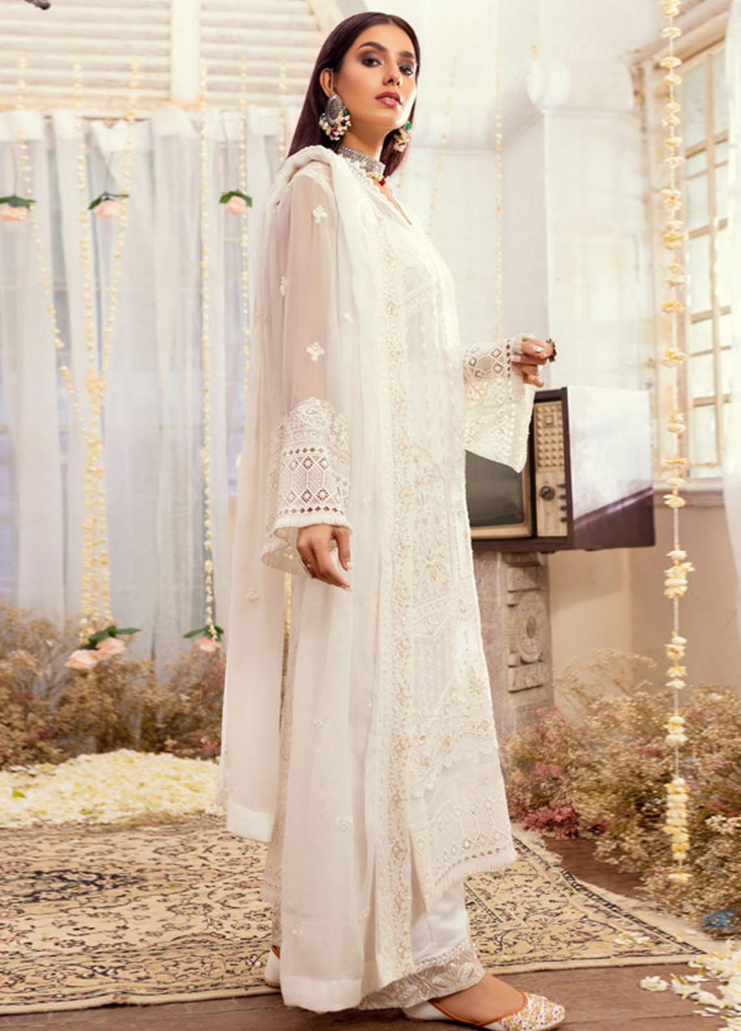 Merakish By Shahzeb Textiles Embroidered Chiffon Suits Unstitched 3 Piece ST22MK MR-C-V1-D7 - Luxury Collection