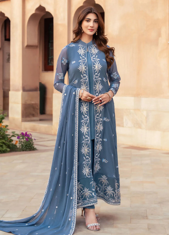 Merakish By Shahzeb Textiles Embroidered Chiffon Suit Unstitched 3 Piece ST24L Lina - Formals Collection