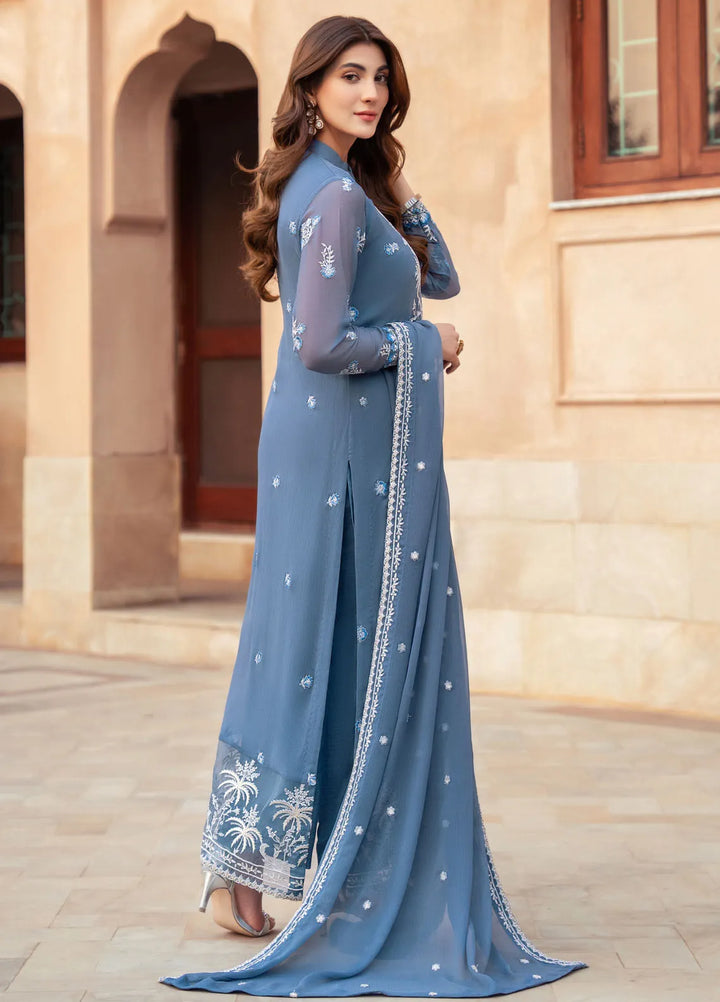 Merakish By Shahzeb Textiles Embroidered Chiffon Suit Unstitched 3 Piece ST24L Lina - Formals Collection