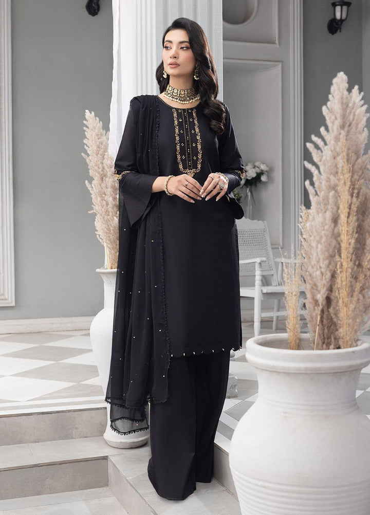 Merakish By Shahzeb Textiles Embroidered Jacquard Suits Unstitched 3 Piece ST23MKJ Metal Black - Festive Collection