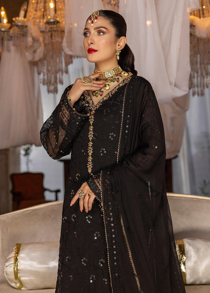 Shahzeb Textiles Pret Embroidered Chiffon 3 Piece Suit Black Orchid