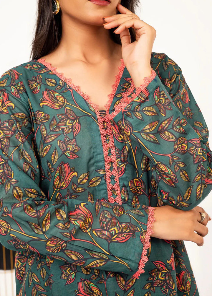 MHK Pret Printed Lawn 2 Piece Suit Green Floral